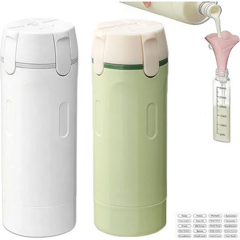 Dispensador de viaje 4 en 1,2 piezas,Botellas dispensadoras,Accesorios de viaje,Botellas de viaje recargables,Envase de viaje a prueba de fugas (1/5)