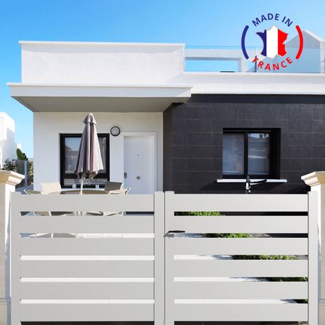Portail aluminium battant SAH en kit dimensions L.3000 (entre piliers) x H.1980 mm Couleurs Blanc (RAL 9010)