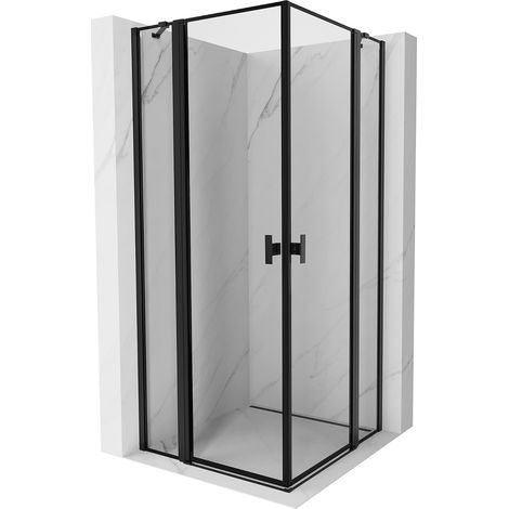 Mexen Mist Duo cabina de ducha abatible 120 x 120 cm, marco negro, negra - 8A4-120L-120P-70-70 (1/5)