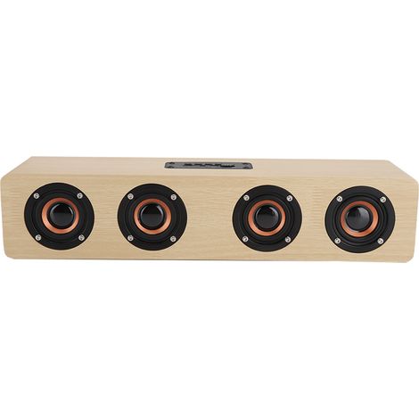 Enceinte TV Bluetooth 12W W8 en bois Sound Tyrant, compatible avec carte mémoire, radio FM et instructions vocales (aspect bois massif (version anglaise)). (1/5)