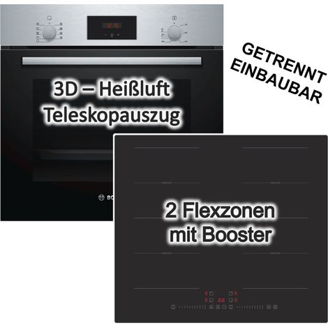 BOSCH Backofen Teleskopauszug + PKM Flex-Induktionskochfeld autark 60cm