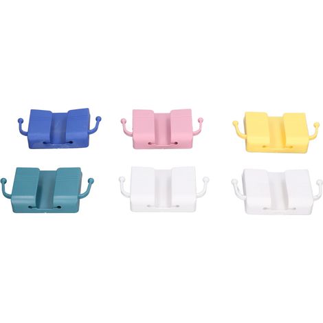 Lot de 6 supports muraux pour téléphone, boîte de rangement autocollante pour télécommande, support de charge mural pour chambre à coucher (1/5)