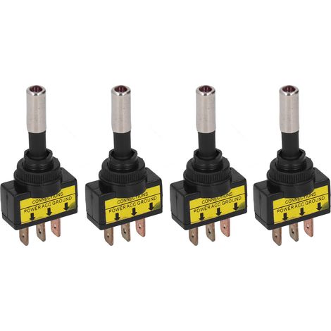 Interrupteurs à bascule ON OFF 12V DC 20A avec voyant LED rouge pour véhicule, 3 broches 12mm (1/5)