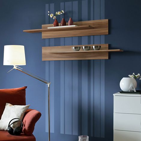 Lot de 2 Étagères Murales "Mix" 100cm Prunier (1/4)