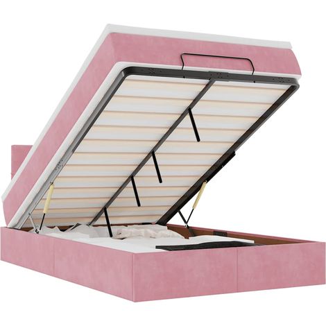 Maison Exclusive - Pouf Letto con Materasso e LED Rosa 120x190cm in Velluto