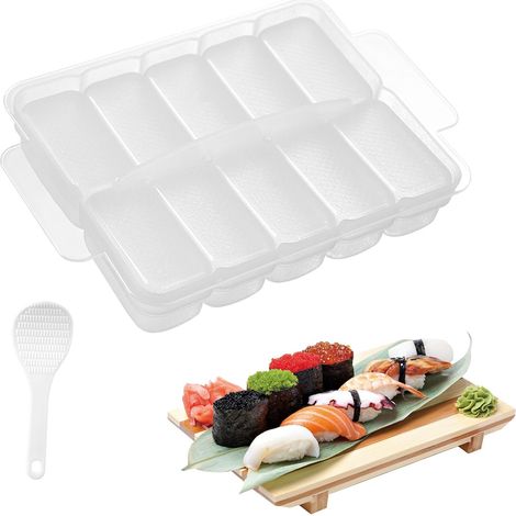 Mini moule à boules de riz japonais 10 en 1, machine à sushi rectangulaire pour boulettes de riz et boîtes à bento... (1/5)