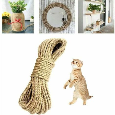 Cordes en chanvre naturel de 20 m/65 pieds de long, cordes en jute solides de 6 mm d'épaisseur, pour le jardin, la navigation de plaisance, les animaux domestiques, la corde d'escalade (1/5)
