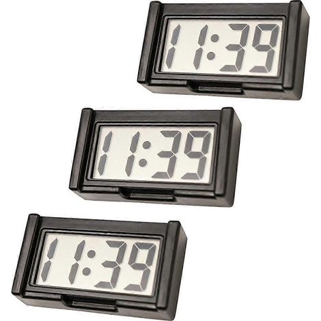 Lot de 3 horloges numériques pour voiture, horloge de bureau silencieuse, mini-horloge en plastique-6.3X3.6CM-Black