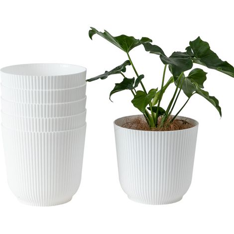 Set mit 1 matten Blumentöpfen, dekorativem Kunststoff, für Pflanzen, Weiß, 18 cm x 16,5 cm