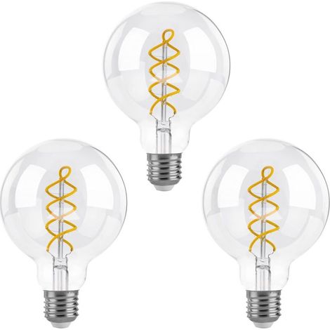 Dimmbare E27-LED-Lampen, G80 Vintage-Spiralglühbirne, 6 W (entspricht 40 W), Warmweiß 2700 K, 5