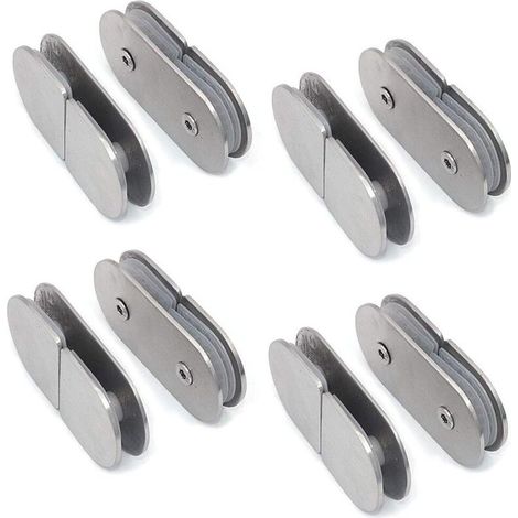 Set mit 8 Glasklemmen aus Edelstahl 304 (180°-Winkel), zur Unterstützung von Glasregalen, geeignet für 8–12 mm dicke Glasscheiben, gebürstete Oberfläche
