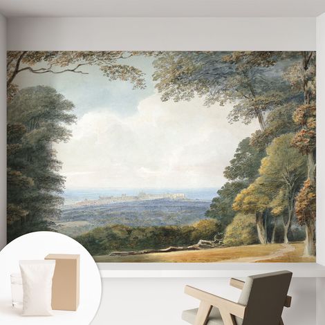 Papier peint intissé décoratif pour salon chambre et cuisine Facile à poser avec colle Paysage boisé 152x104 cm (1/5)