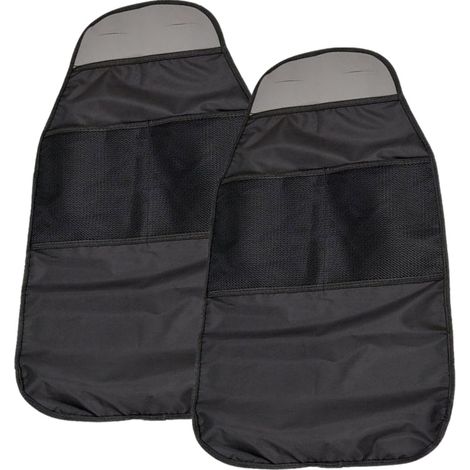 Set di 2 protezioni impermeabili in tessuto Oxford per schienale auto, ideali per bambini e cani - Protezione anti-calci con tasche - Nero (1/5)
