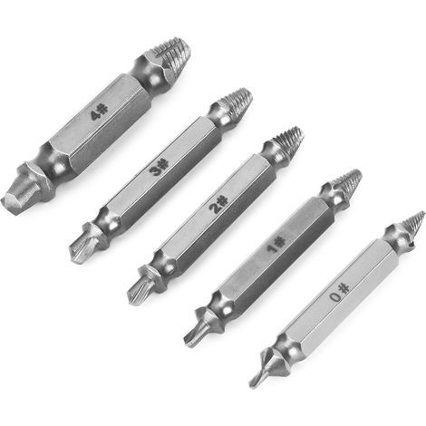 Kit de 5 extracteurs de vis HSS - forets à grande vitesse pour vis endommagées, extracteurs de vis à double extrémité (1/5)