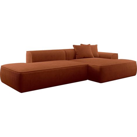Divano angolo a destra in Velluto a coste Terracotta - ERYNEL (1/5)