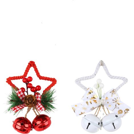 Lntyq Hängende Weihnachtsdekoration, 2er-Set: Hängende Sterne, Tannenzweige, Glocke, Tannenzapfen für Weihnachtsbaum, Kamin und Garten (1/5)