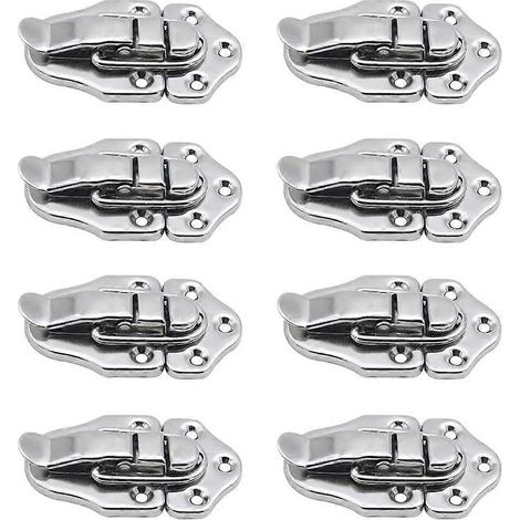 8 fermoirs à bascule pour boîtes à bijoux, coffrets cadeaux, coffres à outils, valises et coffres - Argent (1/4)