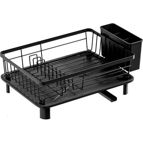 Égouttoir de cuisine multifonctionnel, égouttoir à vaisselle, compatible avec lave-vaisselle, noir, simple couche (1/5)