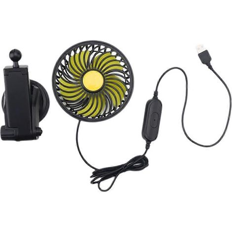 Elektrischer Luftzirkulationsventilator, USB-betrieben, 360° drehbarer Kopf, kompaktes und sicheres Gitterdesign für Autos und LKWs (1/5)