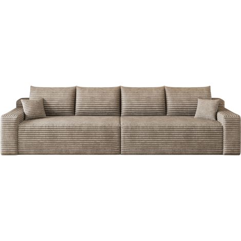 Divano modulare in corduroy beige 302 cm, senza montaggio, per soggiorno (1/5)