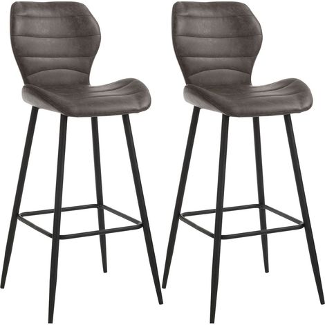 Set 2 Sgabelli 44,5x46x107,5 cm in Similpelle Marrone (1/4)