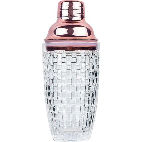 Ensemble shaker à cocktail en verre de 385 ml (13 oz) - Shaker en verre pour cocktails, shaker à boissons, shaker à cocktails, or rose (1/4)