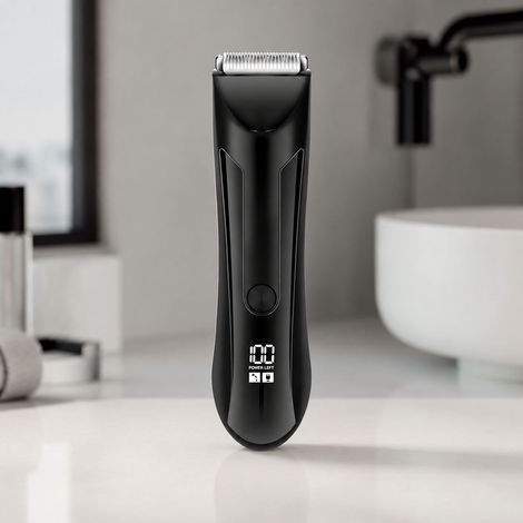 HT-877 Tondeuse Corps Homme Électrique Étanche IPX7 Céramique LED USB Rechargeable 120min Lumière Intégrée