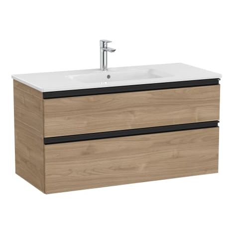 CONJUNTO MUEBLE THE GAP 1000X460 2 CAJONES + LAVABO CENTRADO NOGAL