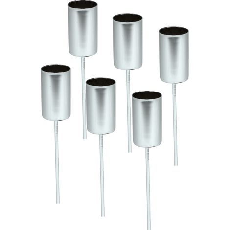 Tafelkerzen Pick 6er Set - silber - Kerzen Stecker für Advents und Weihnachts Gesteck - Kerzenpick für Stabkerzen