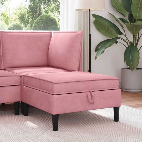 vidaXL Pouf avec Rangement Rose Velours (1/5)