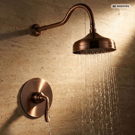 PaulGurkes Ensemble de Douche Encastré Cuivre Antique Système de Douche Rétro (1/5)