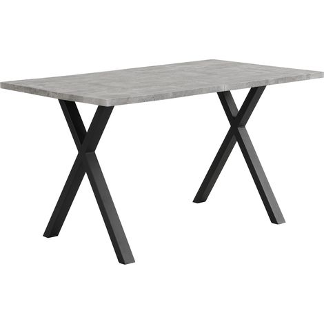 Mesa de comedor moderna de MDF y metal efecto hormigón gris y negro 140 x 80 x 76 cm (1/5)