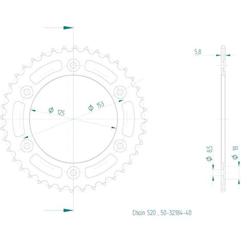 Couronne Esjot 520 - 40 Dents