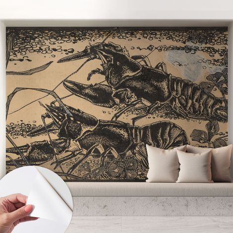 Papier peint autocollant avec imprimé pour décoration intérieure pour rénovation a motif Écrevisses 208x146 cm (1/5)