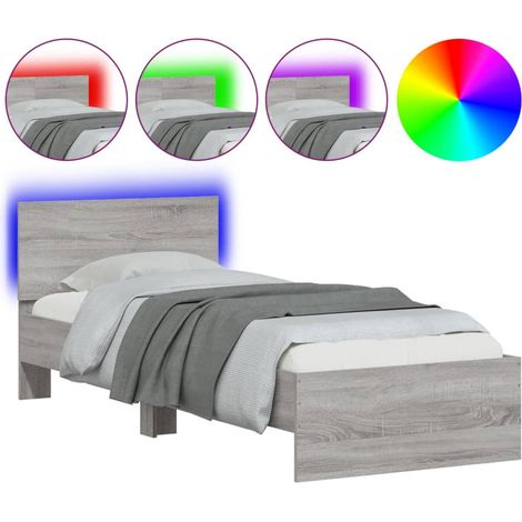Maison Exclusive - Estructura de cama cabecero luces LED gris Son