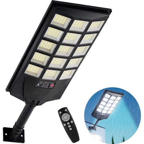 solaires Lampes d'extérieur étanches lampadaire solaire avec détecteur de mouvement et télécommande éclairage LED pour jardin cour parking (1/4)