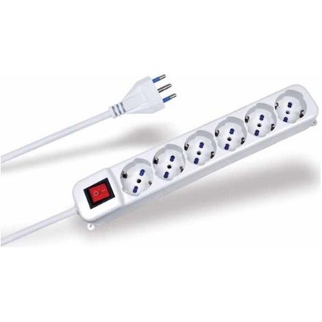 Presa multipla con interruttore 6 prese schuko bivalenti ce31/6c