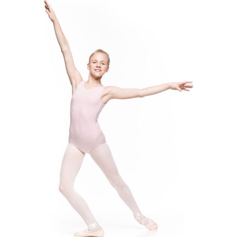 Batylda - body de ballet rosa para danza, body de ballet Batylda para jóvenes, para danza y gimnasia, rosa 146/152 (1/4)