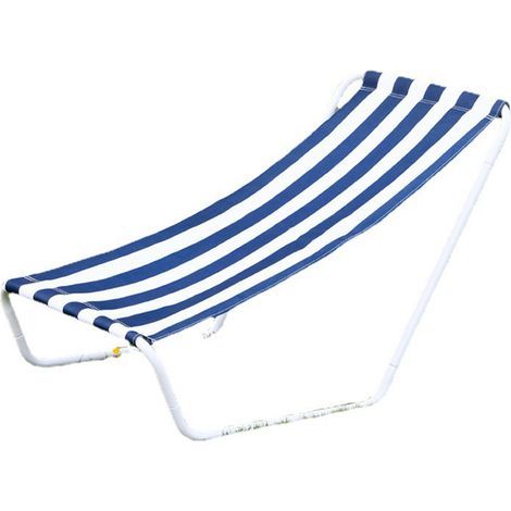 Transat de plage bleu et blanc pliable, portable pour bronzage, chaise longue extérieure simple pour camping et pique-nique (1/5)