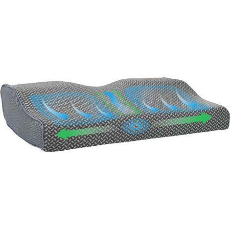 Oreiller (avec taie d'oreiller), gris, 60 x 34 x 11 cm, polyester. (1/5)