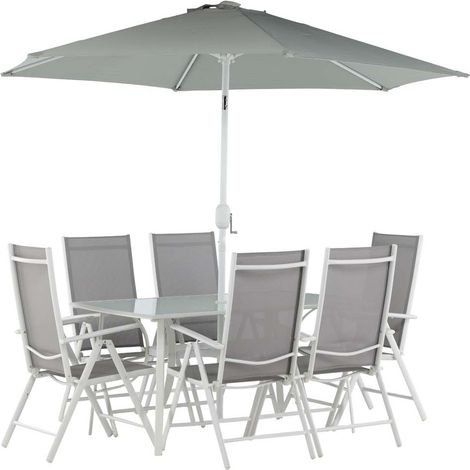 Brekki set de jardin table 90x150cm blanc, 6 chaises blanc.