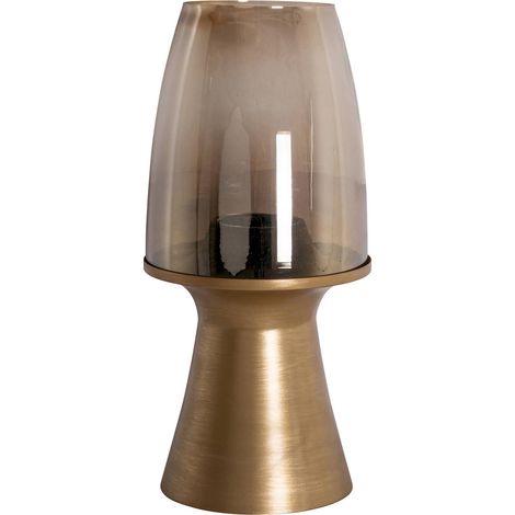 Lanterne décorative dorée effet brossé lumière d'ambiance chaleureuse - doré brossé et verre fumé (1/3)