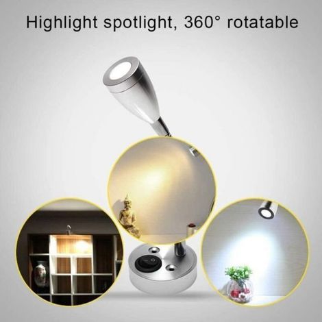 2pcs Lampe lecture LED - Interrupteur réglable Température 6000K - Camping car bateau - Argent (1/4)