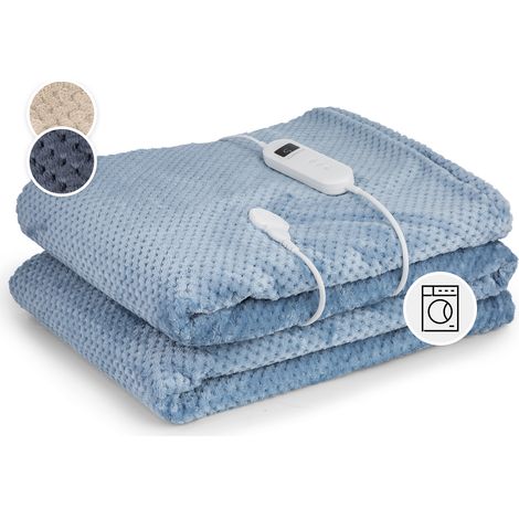 Klarstein XXL Elektrische Kuscheldecke, Heizdecke mit Abschaltautomatik, 200x180 cm Elektrische Wärmedecke Maschinenwaschbar, Doppelseitige Heizdecke für Bett & Sofa, Wärme Decke mit 9 Heizstufen