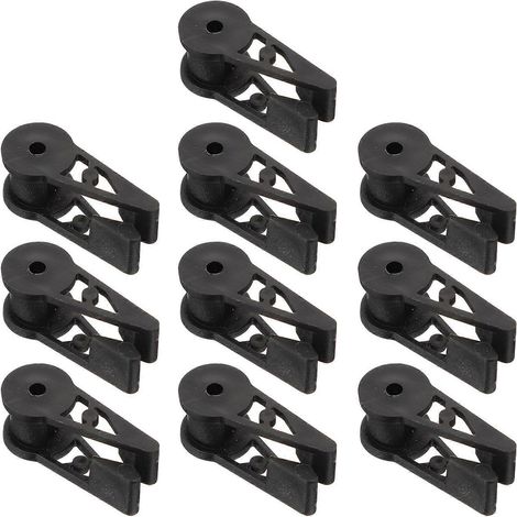 Lot de 20 pinces de jardin pliables en plastique noir, pratiques et réglables, avec une fonctionnalité à 360°. (1/5)