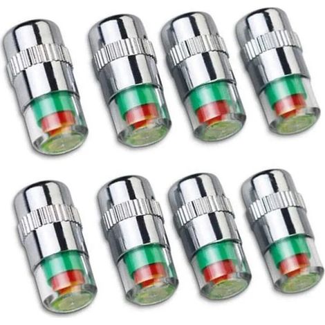 8 bouchons de valve pour système de surveillance de la pression des pneus, indicateurs de capteur tricolores (1/5)