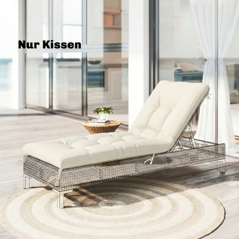 Coussin siège amovible sangles fixation Coussin palette plupart fauteuils longs - Dimensions: 198x65x13cm - Couleur: Beige
