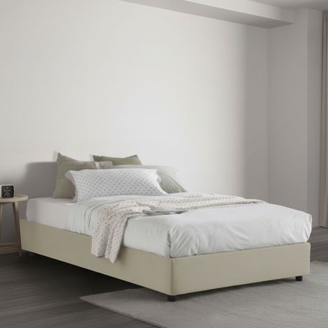 Lit Place et Demie Alvise, Matelas Inclus, Fabriqué en Italie, Beige (1/5)