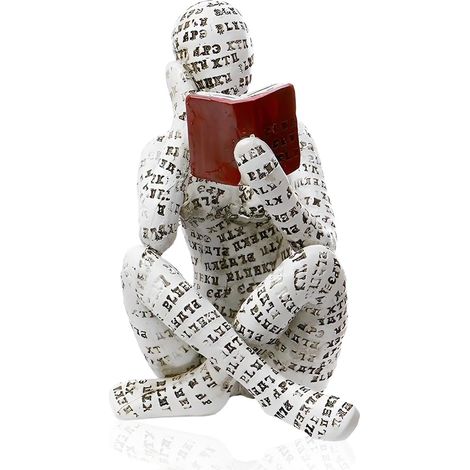 Statue Femme Lisant en Résine, Figurine Moderne de Décoration pour Étagère, Bibliothèque et Cadeaux Littéraires (1/5)