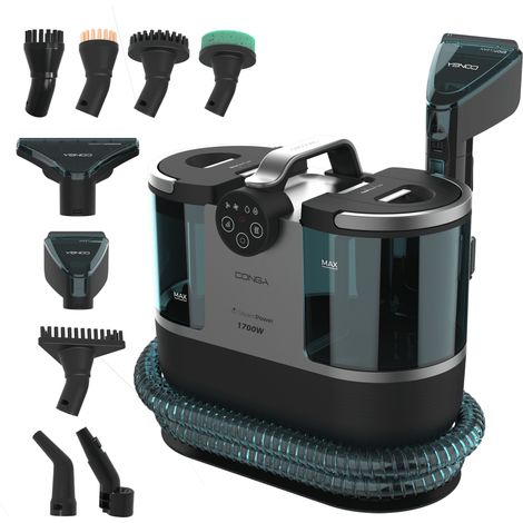 Cecotec Limpiatapicerías Conga 7000 Carpet&Spot Clean Steam XXL Pro. 1700W, Función 3 en 1, Limpieza con Vapor y Agua Caliente